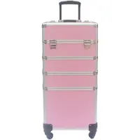 Vdd Visagie make up koffer cosmetica kappers trolley beauty case 4 in 1 Roze