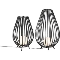 QAZQA Set van vloerlampen zwart met opaal 110 cm en 70 cm - Angela