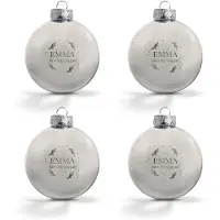Yoursurprise Kerstbal met naam - Zilver - 4 stuks