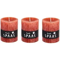 Spaas Candles 3x Rustieke kaarsen oranje 7 x 8 cm 30 branduren sfeerkaarsen - Stompkaarsen
