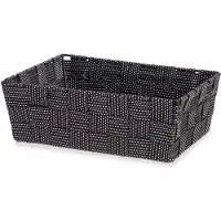 Kipit Kast/badkamer opbergmandjes zwart 24 x 20 x 8 cm - Opbergmanden