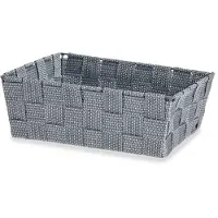 Kipit Kast/badkamer opbergmandjes zilvergrijs 24 x 20 x 8 cm - Opbergmanden