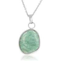 My Bendel - Zilverkleurige Ketting met Amazonite Hanger - Unieke Edelsteen - met Luxe Cadeauverpakking | Sieraden Voor Dames