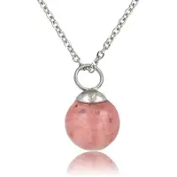 My Bendel - Zilverkleurige Ketting met Rhodonite Edelsteen Balletje - met Luxe Cadeauverpakking | Sieraden Voor Dames