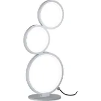 TRIO LED-tafellamp RONDO, dimbaar, met 3 ringen, hoogte 45 cm, zilver