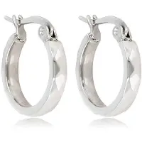 My Bendel - Oorbel Zilverkleurig Facet Geslepen 16mm x 3mm - Facetgeslepen Zilverkleurige Oorbellen 16x3mm Elegantie - met Luxe Cadeauverpakking | Sieraden Voor Dames
