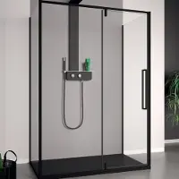 Lacus Douchecabine murano 140 cm helder glas met klapdeur aluminium profiel zwart