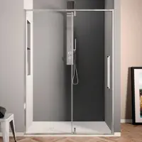 Lacus Klapdeur murano tweedelig helder glas 90x200 cm aluminium profiel chroom