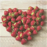 Merkloos 40x Gekleurde 3-laags servetten aardbeien hart 33 x 33 cm - Feestservetten