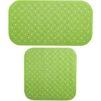 MSV Douche/bad anti-slip matten set badkamer - rubber - 2x stuks - limegroen - 2 formaten - Badmatjes