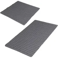 Urban Living Douche/badkamer anti-slip matten set - 2x stuks - rubber - antraciet - Badmatjes