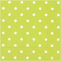 Merkloos 60x Polka Dot 3-laags servetten lime groen met witte stippen 33 x 33 cm - Feestservetten
