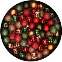 Cosy & Trendy Kleine kunststof kerstballen 60x stuks 3 cm in rood-koper-groen - Kerstbal