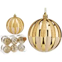Krist+ kerstballen - 12x stuks - goud - kunststof - gedecoreerd - Kerstbal