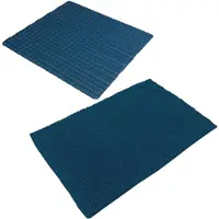 Urban Living Douche anti-slip en droogloop mat/tapijt - badkamer set - rubber/polyester - donkerblauw - Badmatjes