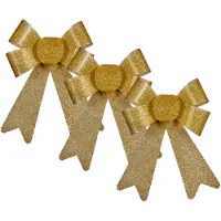 Krist+ 6x stuks kerstboomversieringen kleine ornament strikjes/strikken gouden glitters 15 x 17 cm - Kersthangers
