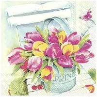Merkloos 40x Gekleurde 3-laags servetten tulpen 33 x 33 cm - Feestservetten
