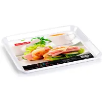 Forte Plastics Plasticforte dienblad/serveerblad - Kunststof - 35 x 24 cm - wit - kopjes en glazen tray - Dienbladen