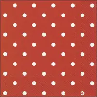 Merkloos 40x Polka Dot 3-laags servetten rood met witte stippen 33 x 33 cm - Feestservetten
