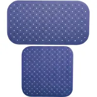 MSV Douche/bad anti-slip matten set badkamer - rubber - 2x stuks - donkerblauw - 2 formaten - Badmatjes