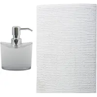 MSV badkamer droogloop mat - Bolzano - 40 x 60 cm - met bijpassend zeeppompje - wit - Badmatjes