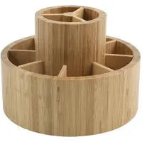 Spirella MSV Make-up/pennen sorteer organizer - rond draaibaar bakje - 20 x 15 cm - bamboe - Make-up dozen