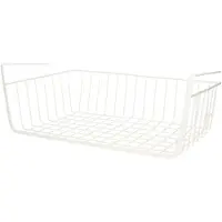 Urban Living Kastmandje - opberg/hang mandjes - rvs - wit - 40 x 25 x 14 cm - Opbergmanden