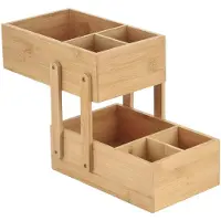 Spirella MSV Make-up badkamer sorteer organizer - 2 laags bakje - 25 x 16 cm - bamboe - Make-up dozen