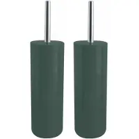 Spirella MSV Porto Toilet/wc - 2x - borstel in houder - kunststof - donkergroen - 38 cm - Toiletborstels