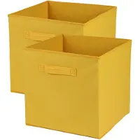 Urban Living Opbergmand/kastmand Square Box - 2x - karton/kunststof - 29 liter - geel - 31 x 31 x 31 cm - Opbergmanden