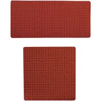 MSV Douche/bad anti-slip matten set badkamer - rubber - 2x stuks - terracotta - 2 formaten - Badmatjes