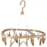 Urban Living Wasgoed droogcarrousel/droogmolen - 20 clips/knijpers - beige - kunststof - 30 x 42 cm - Hangdroogrek