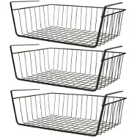 Spirella MSV Kastmandje - 4x - opberg/hang mandjes - rvs - zwart - 39 x 25 x 14 cm - Opbergmanden