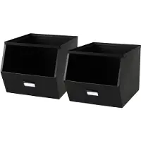 Urban Living Stapelbare opbergmand Open Metal Box - 2x - L23 x B32 x H21 cm - metaal - zwart - Opbergmanden