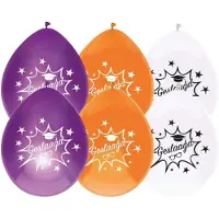 Haza Ballonnen geslaagd thema - 24x - oranje/wit/paars - latex - 27 cm - examenfeest versiering - Ballonnen