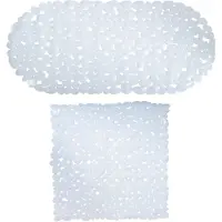 MSV Douche/bad anti-slip matten set badkamer - pvc - 2x stuks - wit - 2 formaten - Badmatjes