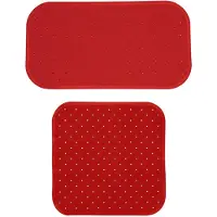 MSV Douche/bad anti-slip matten set badkamer - rubber - 2x stuks - terracotta - 2 formaten - Badmatjes