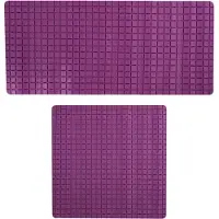 MSV Douche/bad anti-slip matten set badkamer - rubber - 2x stuks - paars - 2 formaten - Badmatjes