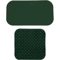 MSV Douche/bad anti-slip matten set badkamer - rubber - 2x stuks - donkergroen - 2 formaten - Badmatjes
