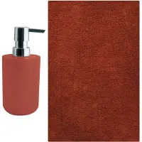 MSV badkamer droogloop mat - Napoli - 45 x 70 cm - met bijpassend zeeppompje - terracotta - Badmatjes