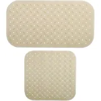MSV Douche/bad anti-slip matten set badkamer - rubber - 2x stuks - beige - 2 formaten - Badmatjes