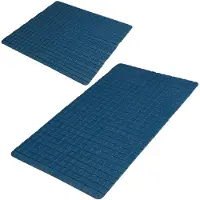 Urban Living Douche/badkamer anti-slip matten set - 2x stuks - rubber - donkerblauw - Badmatjes