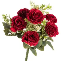 Chaks Huwelijksboeket Rozen - kunstbloemen - rood - H43 cm - Kunstbloemen