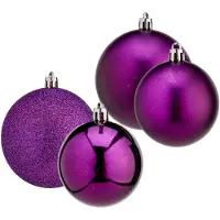 Krist+ Kerstballen - 12x st - paars - kunststof - 6 en 8 cm - kerstversiering - Kerstbal