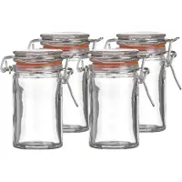 Urban Living Voorraadpotje/kruidenpotje - 4x - mini - 70 ml - glas - met beugelsluiting - Voorraadpot