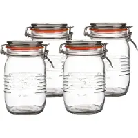 Urban Living Voorraadpot/bewaarpot - 4x - 1L - glas - met beugelsluiting - D14 x H17 cm - Voorraadpot