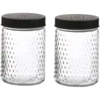 Urban Living Voorraadpot/bewaarpot Roma - 2x - 1L - glas - zwart - D12 x H17 cm - Voorraadpot