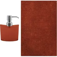 MSV badkamer droogloop mat/tapijt - Sienna - 40 x 60 cm - bijpassende kleur zeeppompje - terracotta - Badmatjes