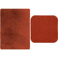 MSV Douche anti-slip mat en droogloop mat - Venice badkamer set - rubber/microvezel - terracotta - Badmatjes