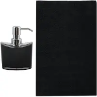 MSV badkamer droogloop mat/tapijt - Sienna - 40 x 60 cm - bijpassende kleur zeeppompje - zwart - Badmatjes